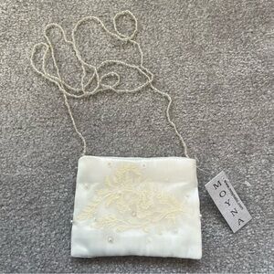Vtg Moyna Small Beaded Lace Shoulder Bag Crossbody Purse Evening Bride Wedding